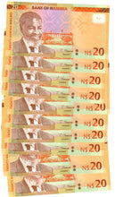 Load image into Gallery viewer, Namibia 10x 20 Dollars 2022 UNC &quot;!Gawaxab&quot;
