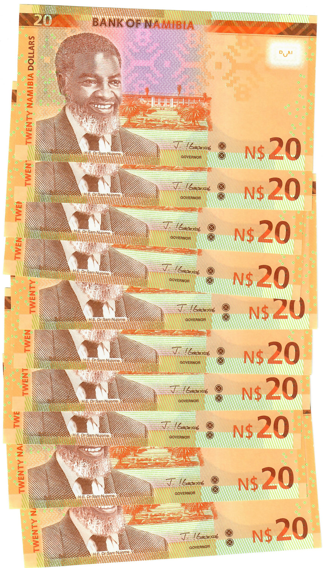 Namibia 10x 20 Dollars 2022 UNC 