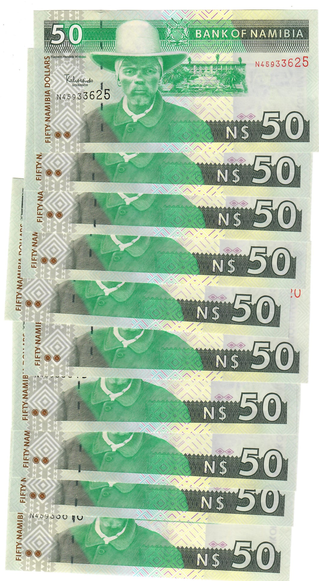 Namibia 10x 50 Dollars 2001 (2009) UNC 