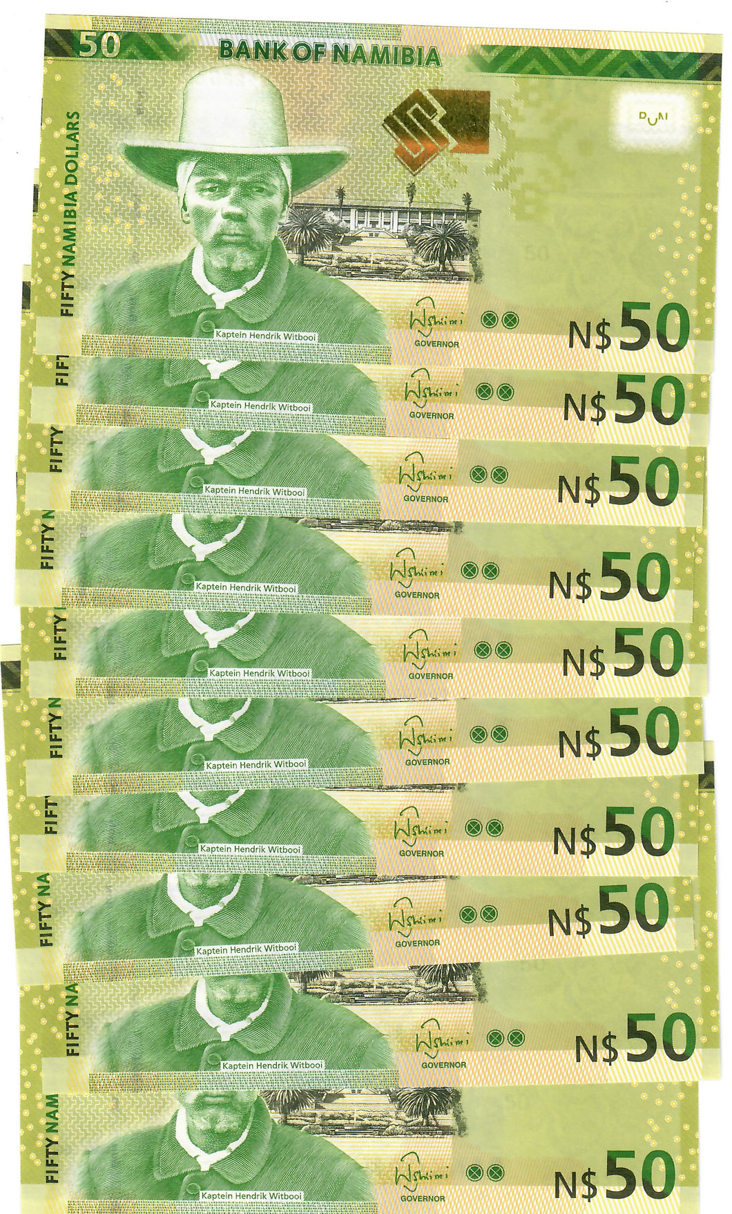 Namibia 10x 50 Dollars 2019 UNC 