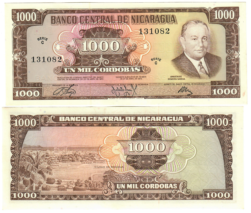 Nicaragua 1000 Cordobas 1972 UNC