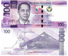 Load image into Gallery viewer, Philippines 10x 100 Piso 2022 (2023) UNC (yellow seal 2023)
