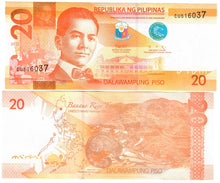 Load image into Gallery viewer, Philippines 10x 20 Piso 2022 UNC (blue seal 2021)

