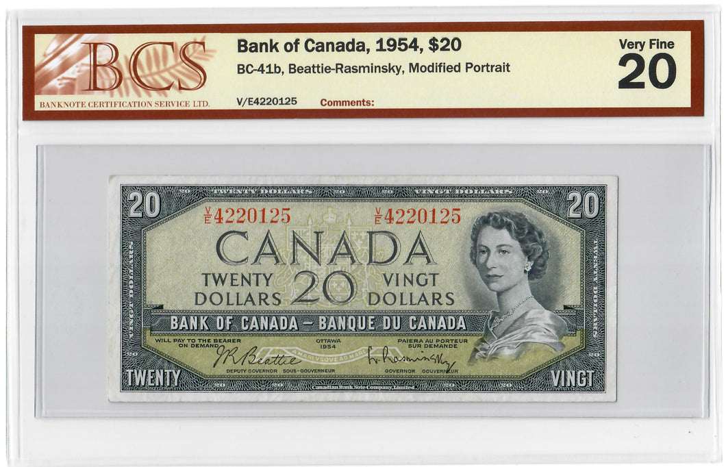 Canada 20 Dollars 1954 VF 