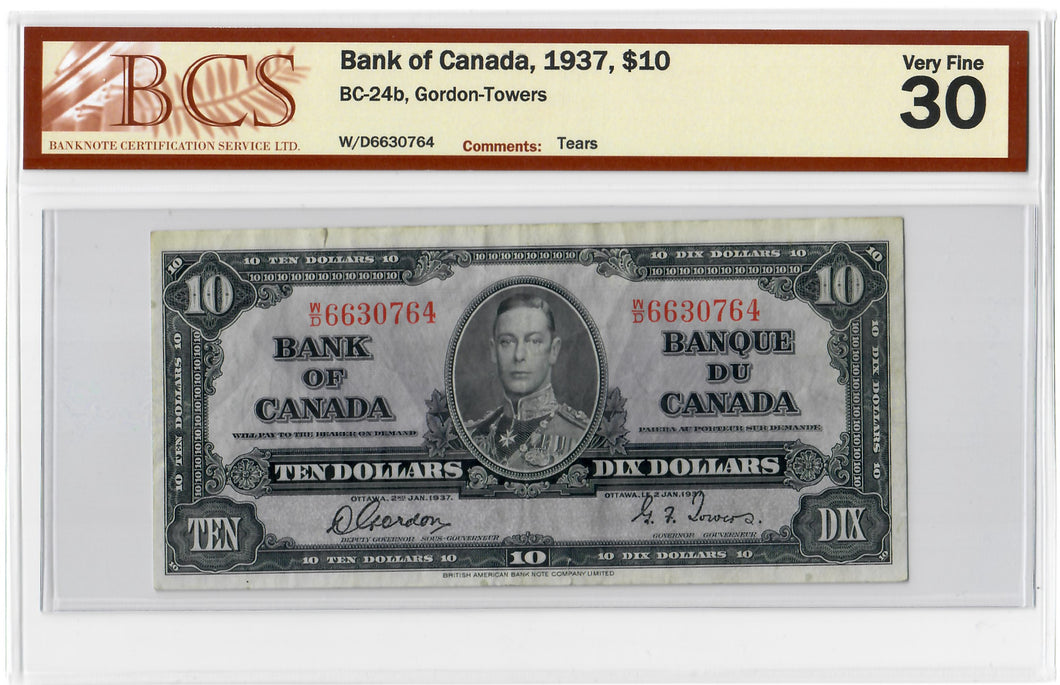 Canada 10 Dollars 1937 VF 