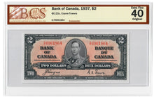 Load image into Gallery viewer, Canada 2 Dollars 1937 EF &quot;D/R&quot; Coyne-Towers BCS Graded EF 40 Original
