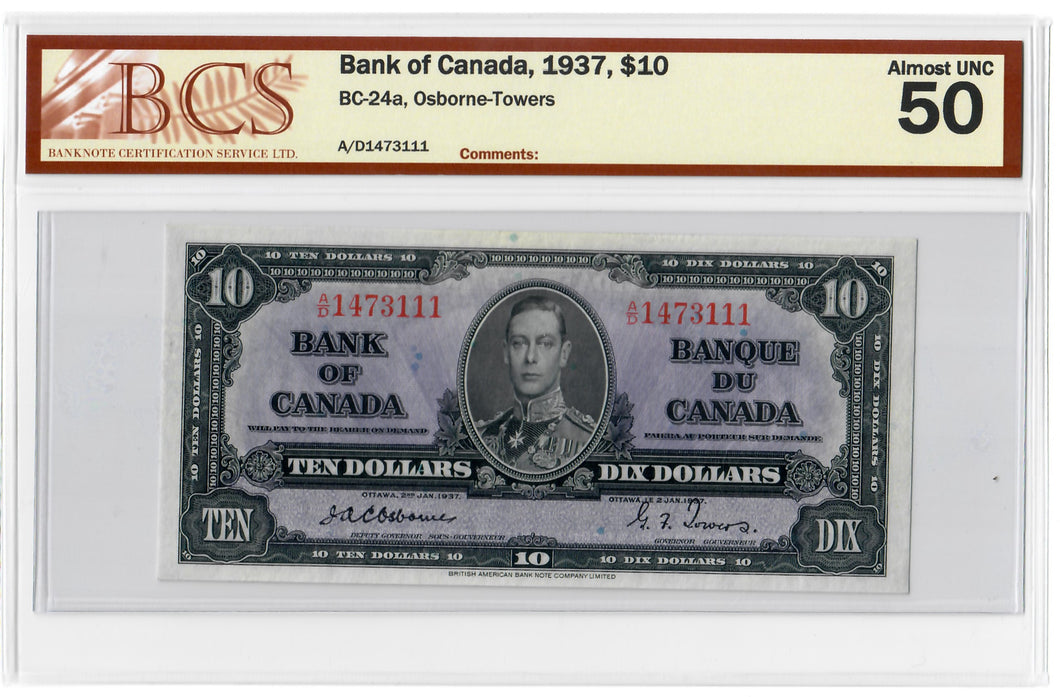 Canada 10 Dollars 1937 aUNC 