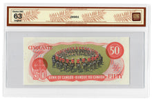 Load image into Gallery viewer, Canada 50 Dollars 1975 Ch UNC &quot;HA&quot; Lawson-Bouey BCS Graded UNC 63 Original
