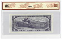 Load image into Gallery viewer, Canada 10 Dollars 1954 VF [*B/D] Beattie-Rasminsky BCS Graded VF 35
