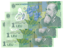 Load image into Gallery viewer, Romania 3x 1 Leu 2023, 2024 &amp; 2025 UNC
