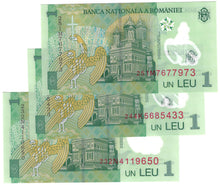 Load image into Gallery viewer, Romania 3x 1 Leu 2023, 2024 &amp; 2025 UNC
