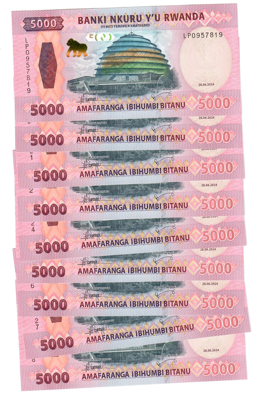 Rwanda 10x 5000 Francs 2024 UNC