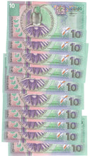 Load image into Gallery viewer, Suriname 10x 10 Gulden (Guilders) 2000 UNC
