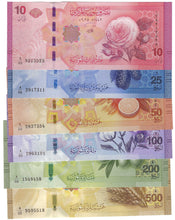 Load image into Gallery viewer, FULL SET Middle East 10, 25, 50, 100, 200 &amp; 500 New Pounds 2025 (2026) UNC
