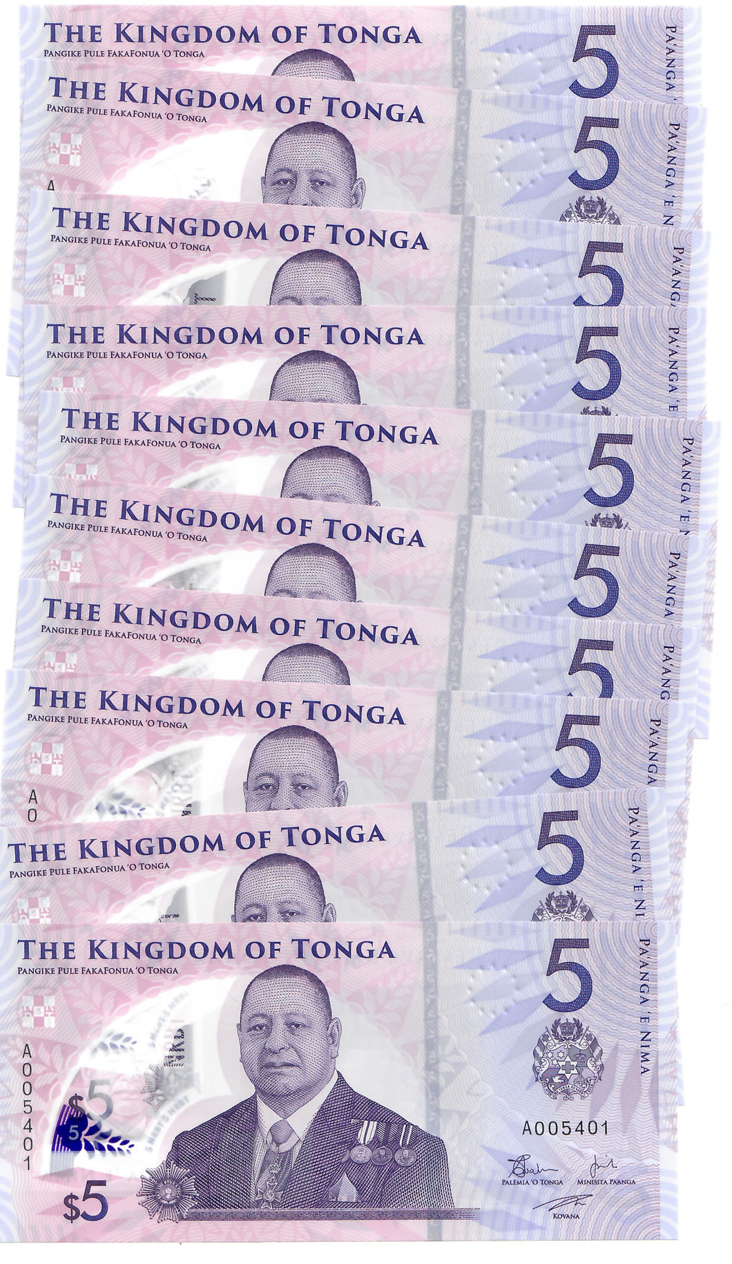 Tonga 10x 5 Pa'anga 2023 (2024) UNC 