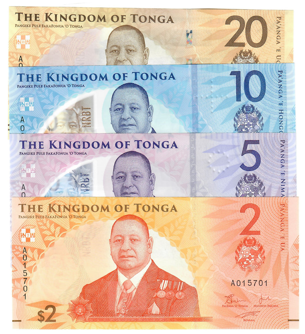 SET Tonga 2, 5, 10 & 20 Pa'anga 2023 (2024) UNC 
