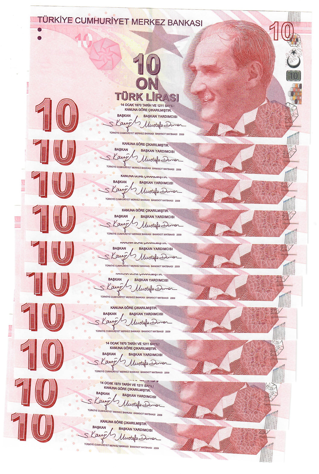 Turkey (Turkiye) 10x 10 Lira 2009 (2024) UNC 