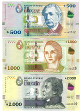 Load image into Gallery viewer, SET Uruguay 500, 1000 &amp; 2000 Pesos 2020 UNC
