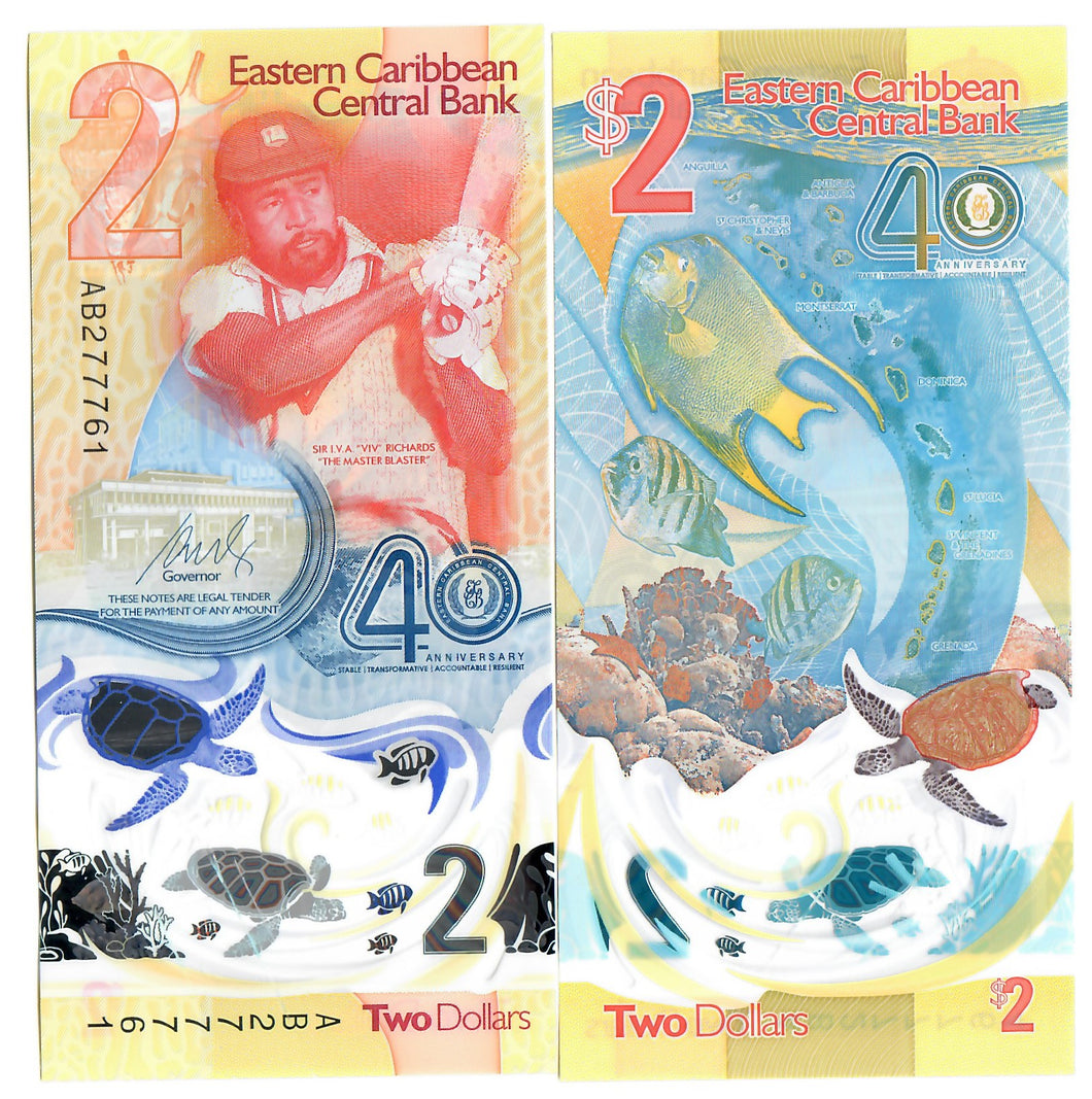 East Caribbean States 2 Dollars 2023 UNC Commemorative (scratches)