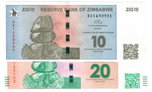 Load image into Gallery viewer, SET Zimbabwe 10 &amp; 20 ZiG Gold Dollars 2024 UNC &quot;AA&quot;
