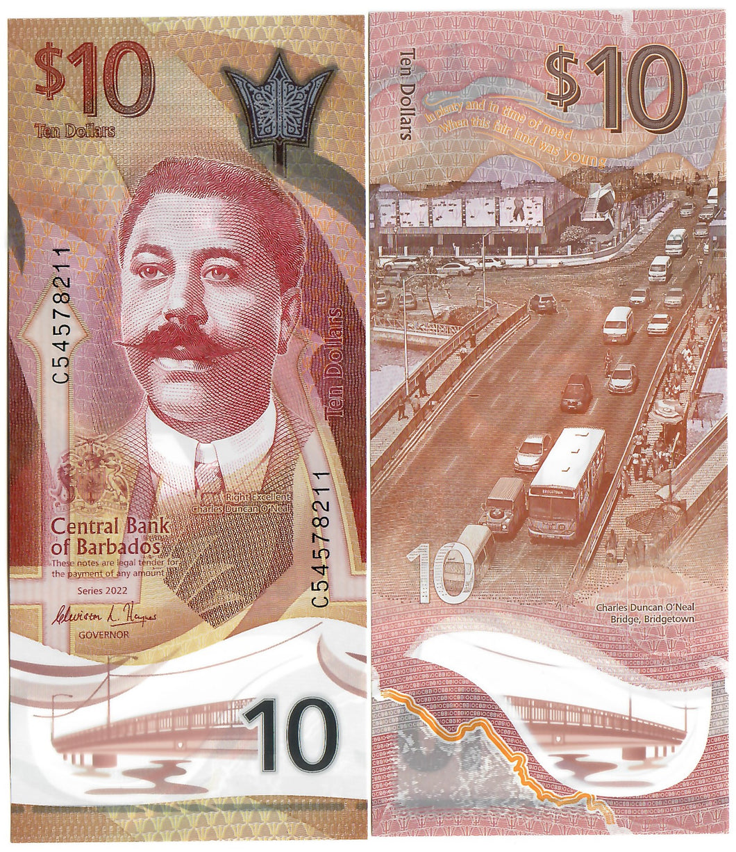 Barbados 10 Dollars 2022 (2023) UNC