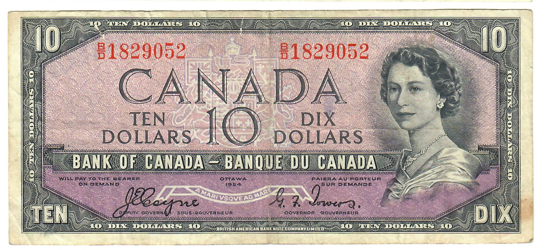Canada 10 Dollars 1954 F 