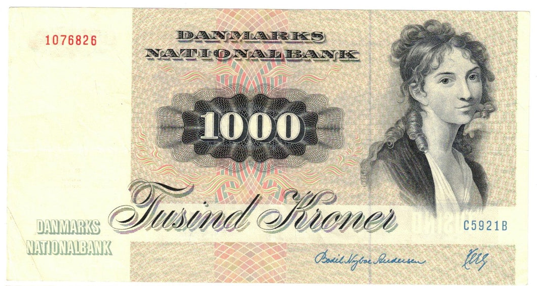 Denmark 1000 Kroner 1992 EF 
