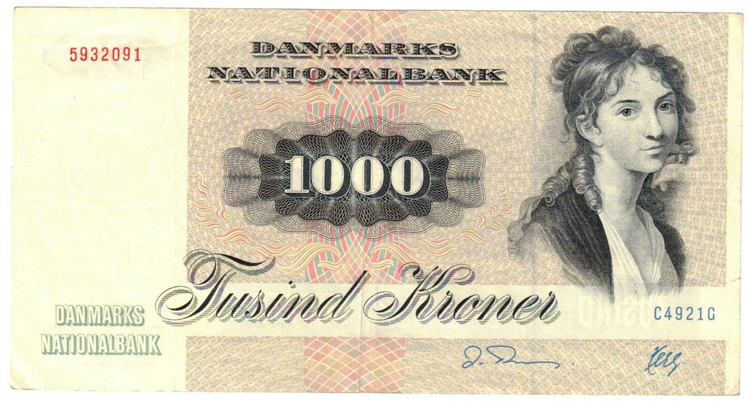 Denmark 1000 Kroner 1992 VF/EF 