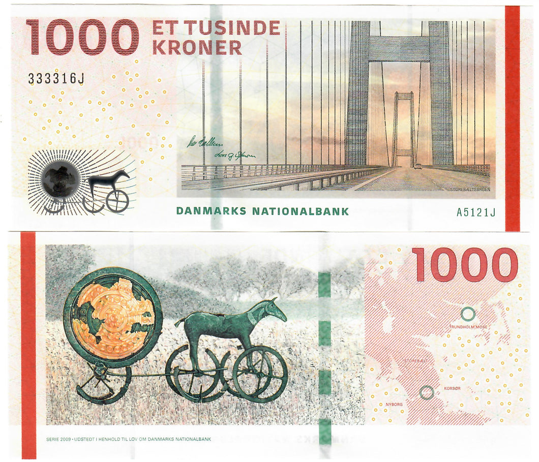 Denmark 1000 Kroner 2009 (2012) UNC Callesen/Sorensen