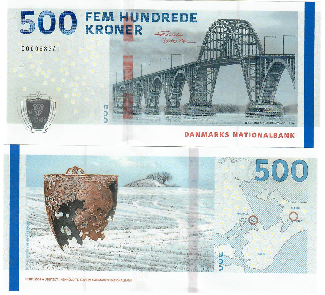 Denmark 500 Kroner 2009A (2020) UNC LOW NUMBER Rohde/Moller