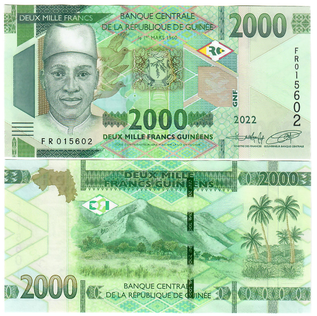 Guinea 2000 Francs 2022 UNC Davenport Banknotes And Coins   Gnf200022 530x@2x 