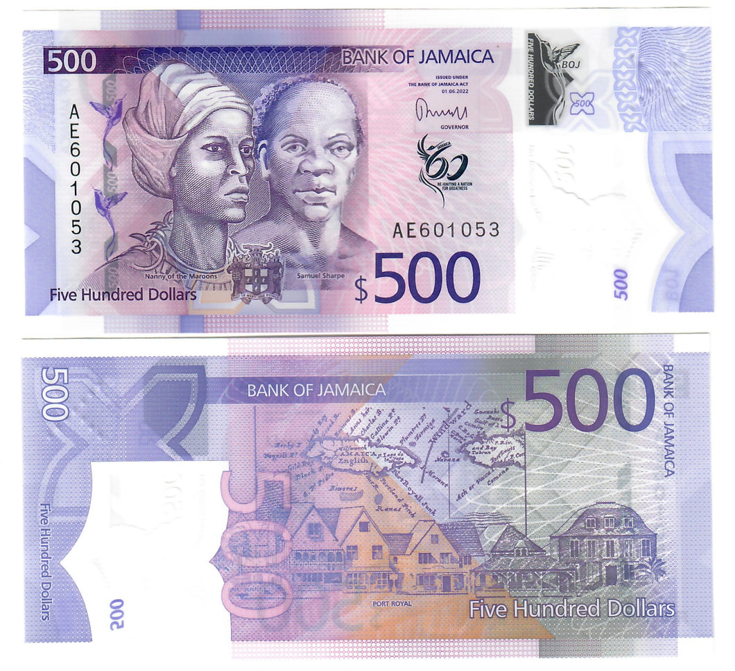 Jamaica 500 Dollars 2022 (2023) UNC