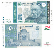 Load image into Gallery viewer, Tajikistan 10x 5 Somoni 1999 (2013) UNC
