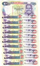 Load image into Gallery viewer, Zambia 10x 100 Kwacha 1991 UNC
