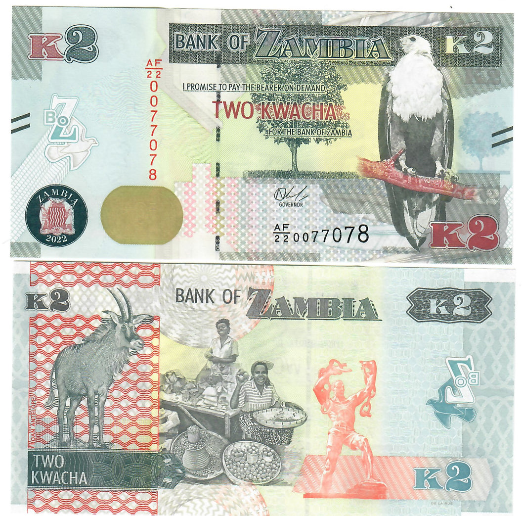 Zambia 2 Kwacha 2022 UNC