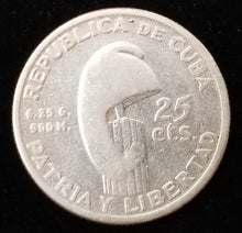 Load image into Gallery viewer, Caribbean 25 Centavos 1853-1953 90.0% Silver
