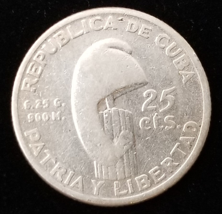 Caribbean 25 Centavos 1853-1953 90.0% Silver