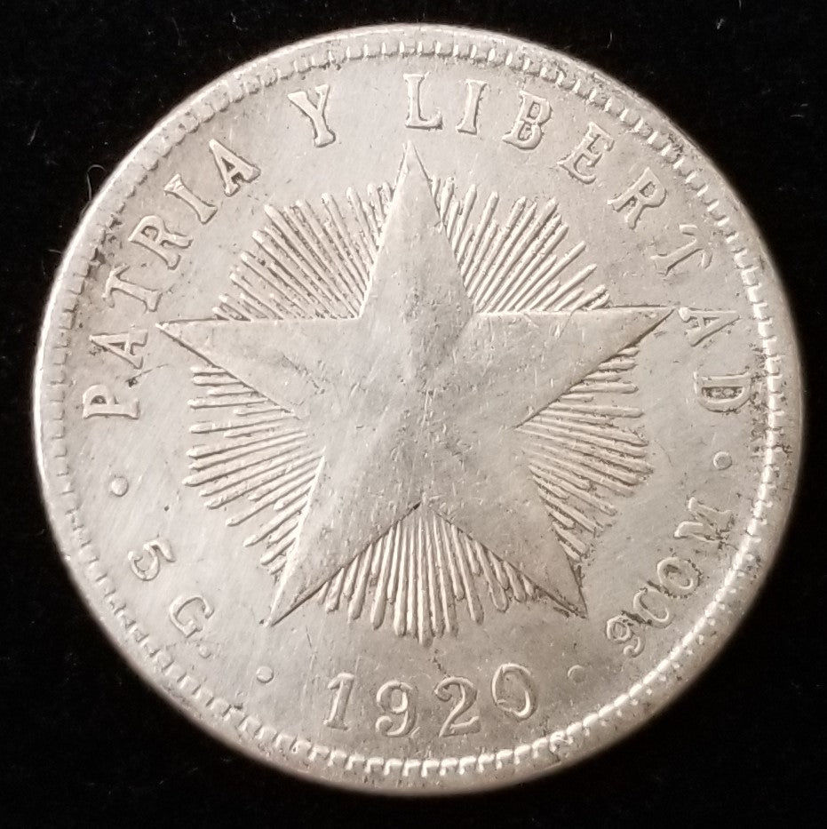 Caribbean 20 Centavos 1920 90.0% Silver