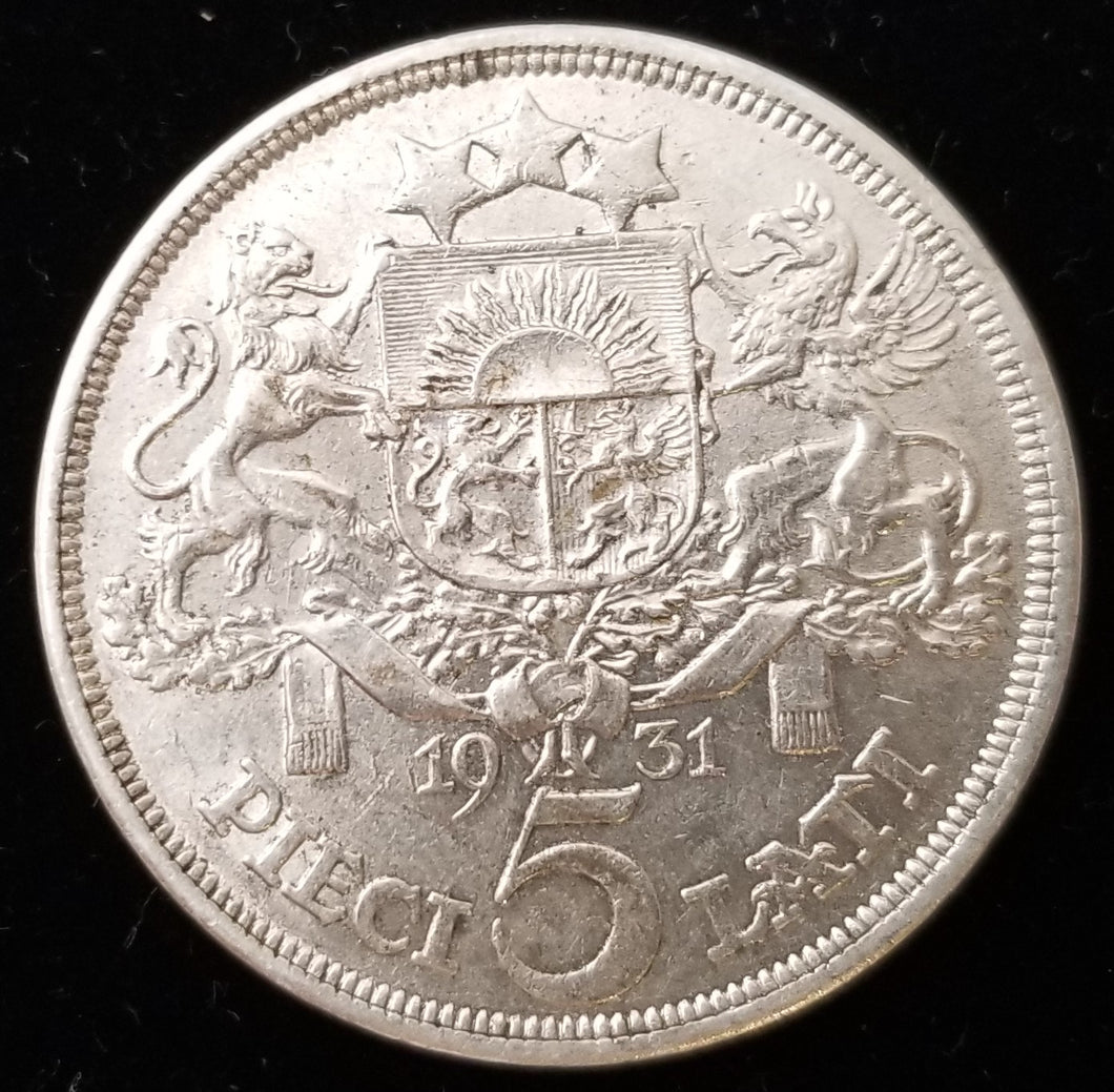 Latvia 5 Lati 1931 83.5% Silver