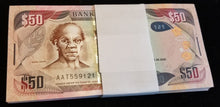 Load image into Gallery viewer, Jamaica 100x 50 Dollars 2020 UNC MINT BUNDLE
