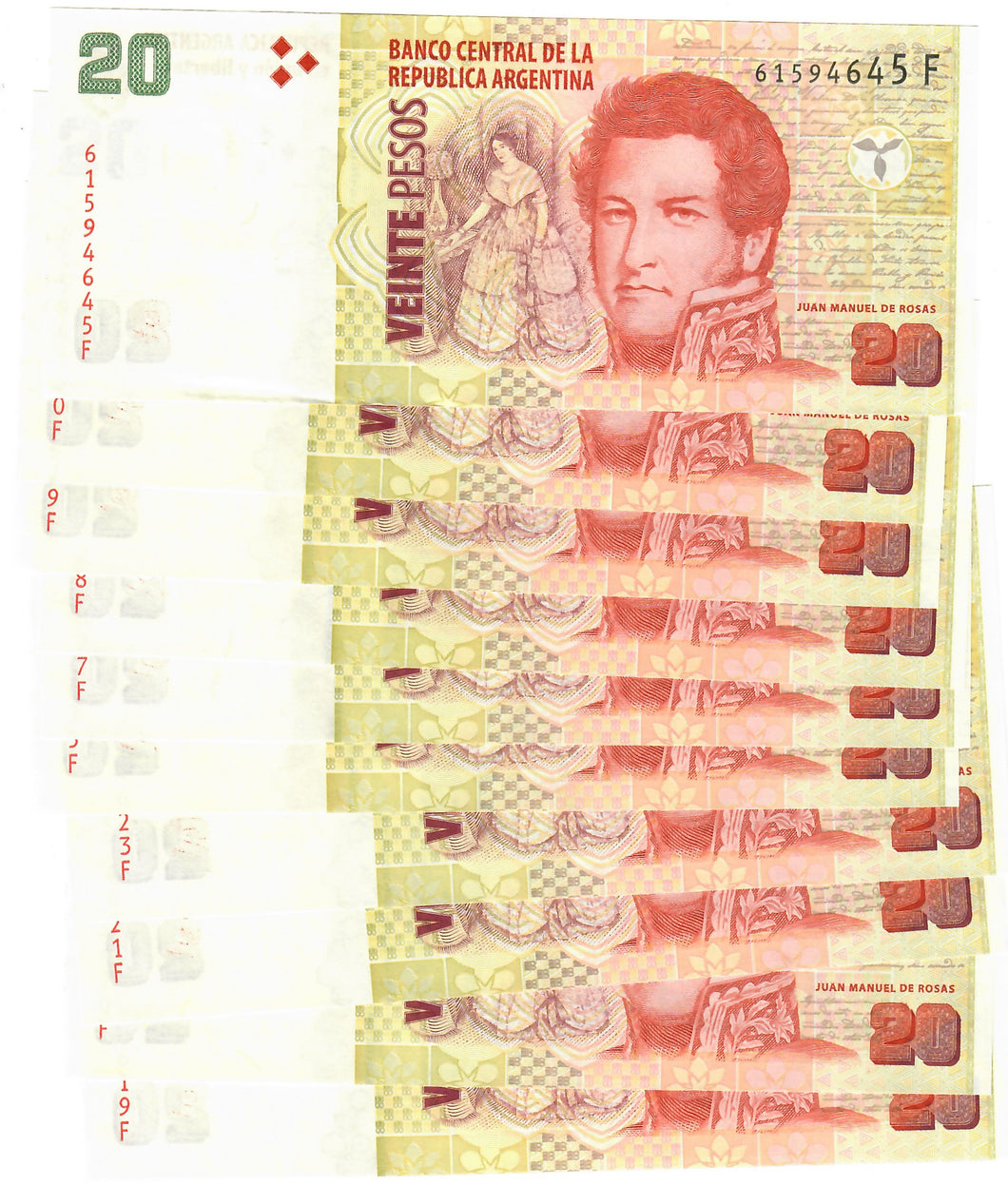 Argentina 10x 20 Pesos 2015 UNC