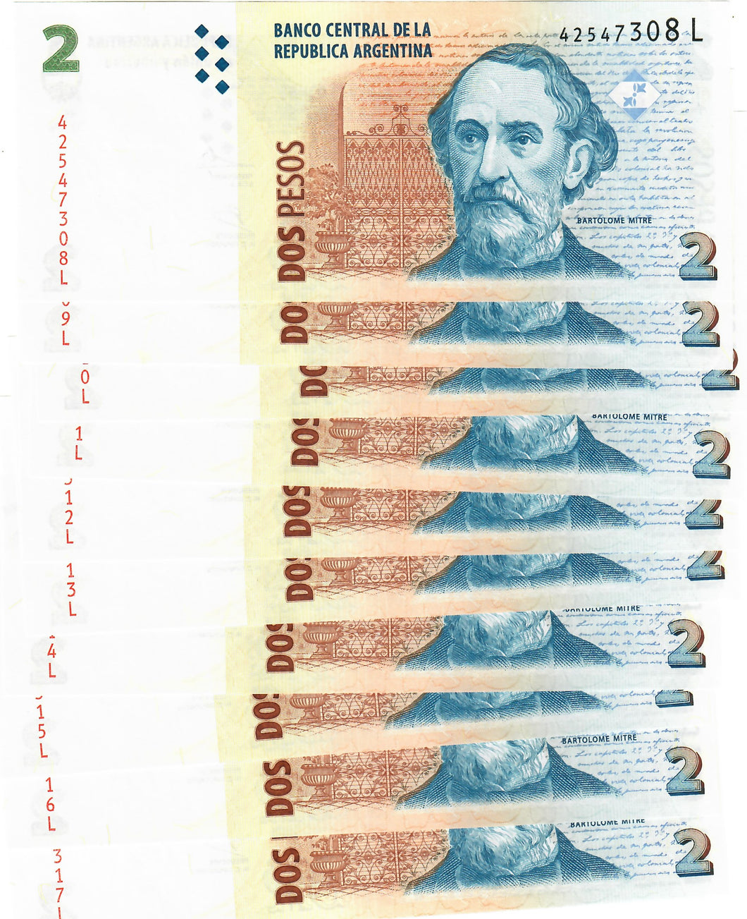 Argentina 10x 2 Pesos 2012 UNC