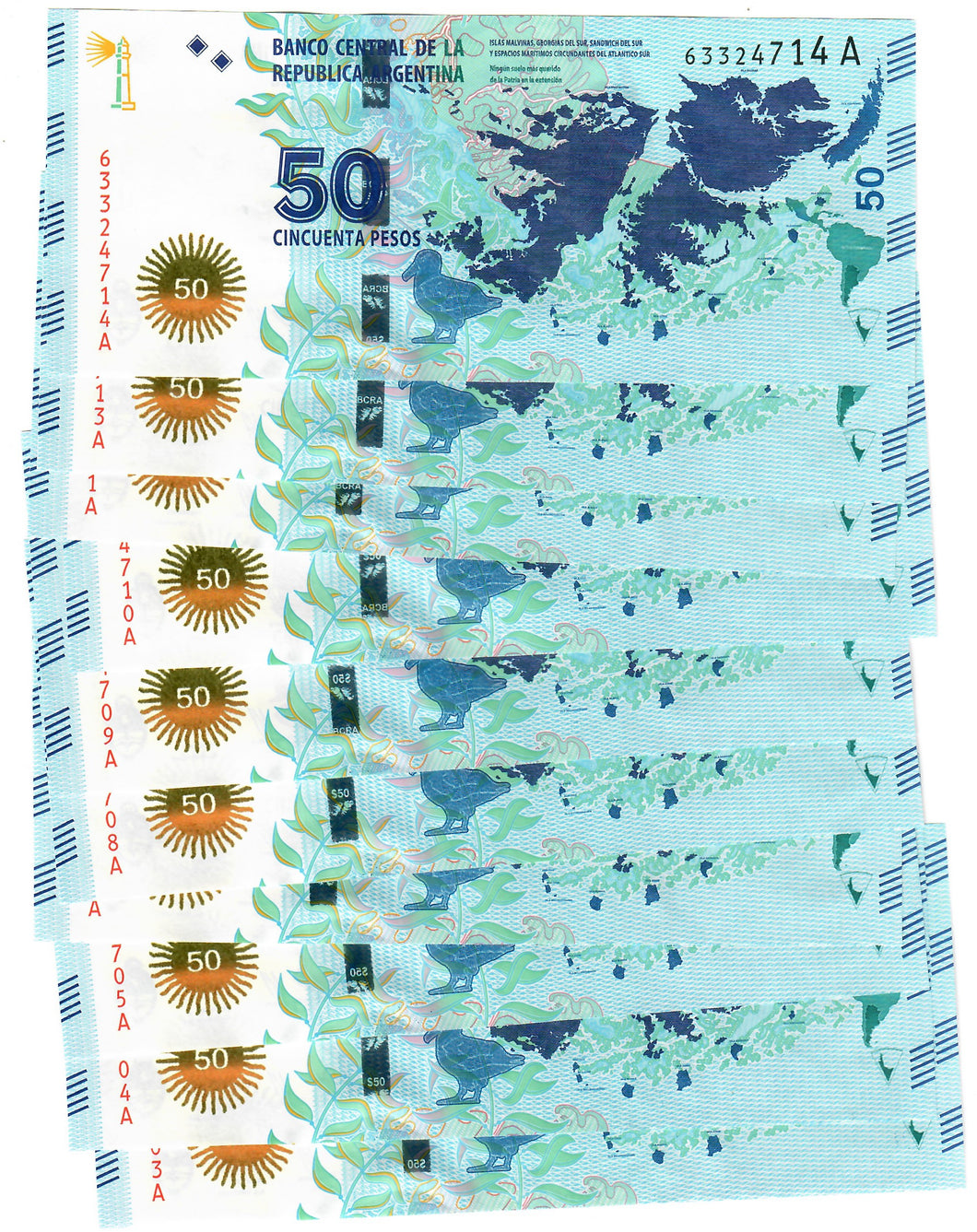 Argentina 10x 50 Pesos 2015 UNC