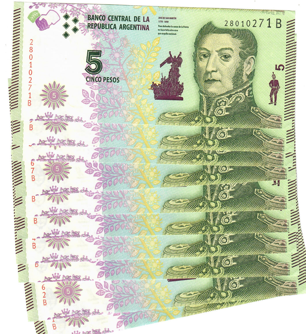Argentina 10x 5 Pesos 2015 UNC