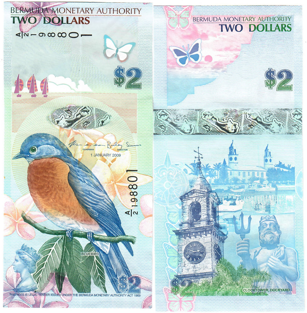 Bermuda 2 Dollars 2009 (2012) UNC 