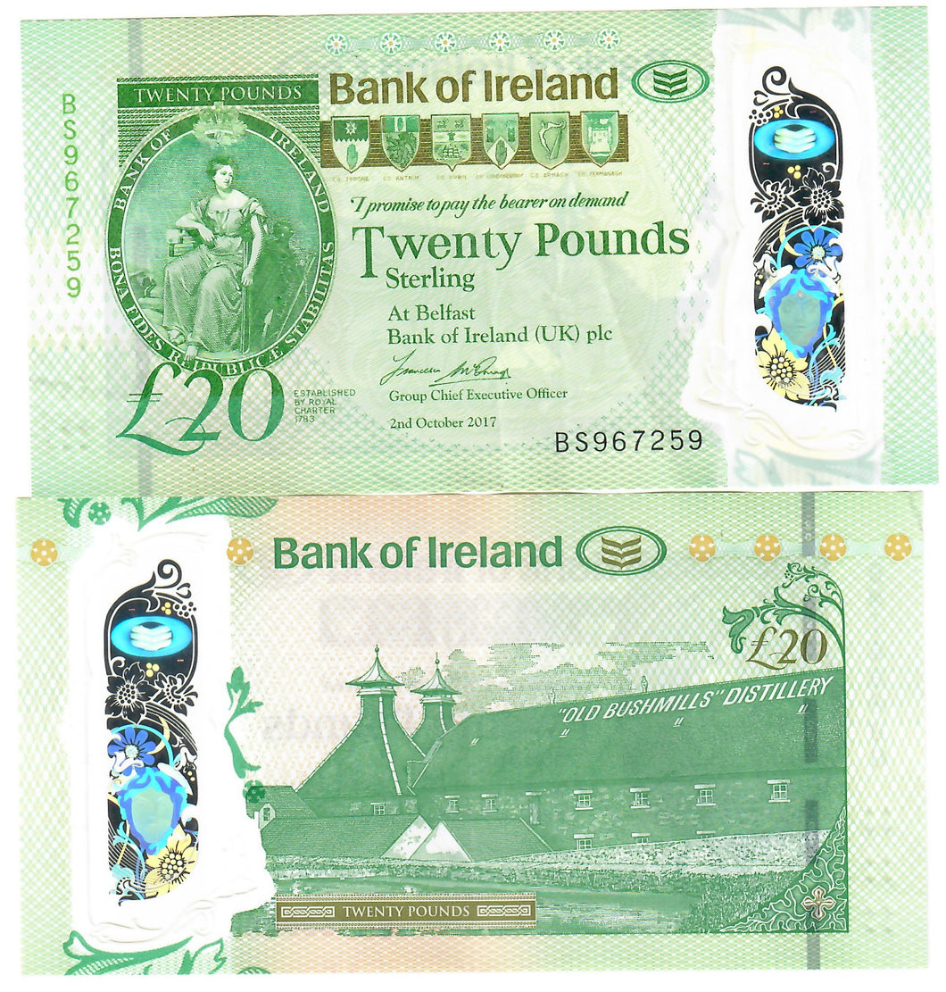 Northern Ireland 20 Pounds 2017 VF Bank of Ireland
