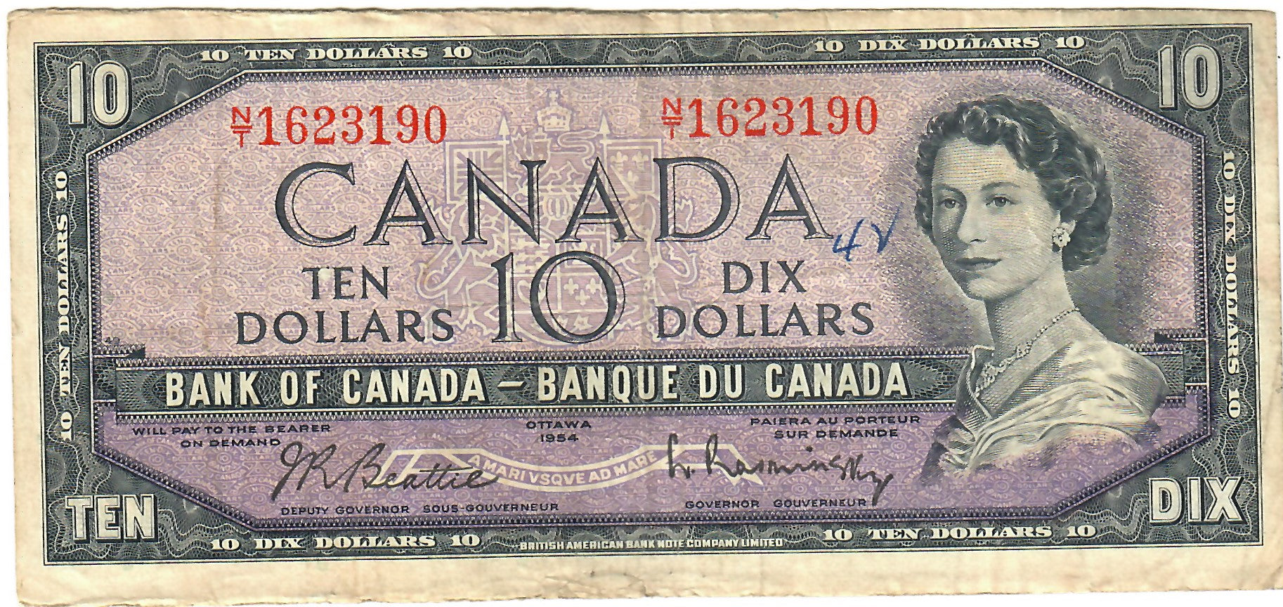 Canada 10 Dollars 1954 G 