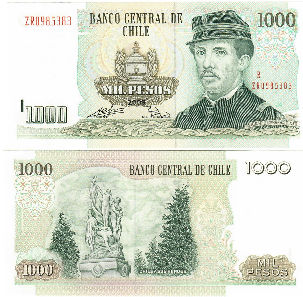 Chile 1000 Pesos 2008 aUNC Replacement 