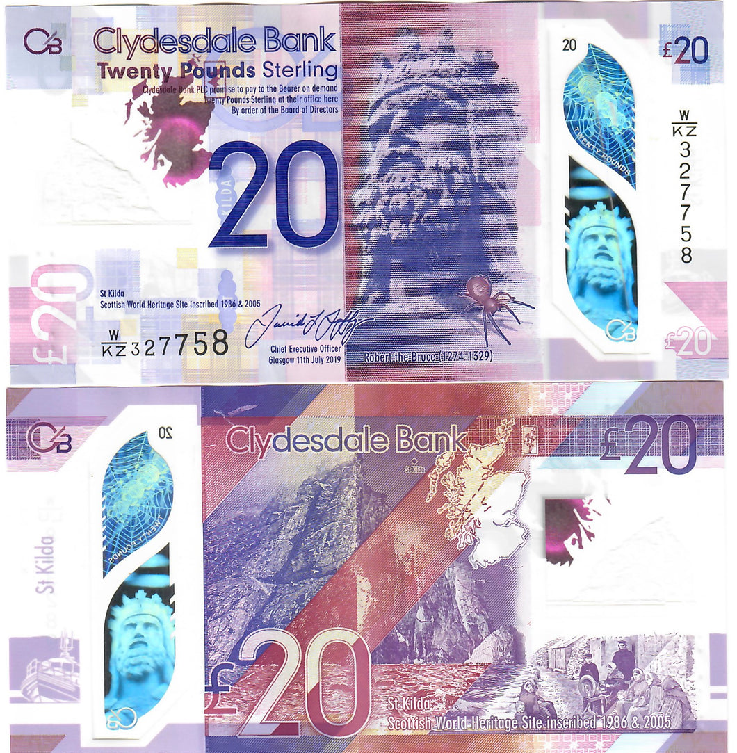 Scotland 20 Pounds 2019 EF Clydesdale Bank