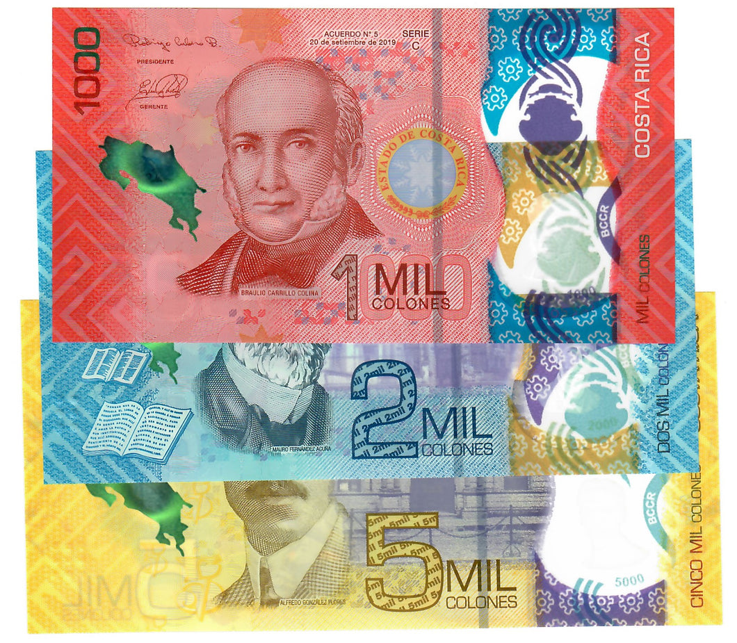 SET Costa Rica 1000, 2000 & 5000 Colones 2020-2021 UNC